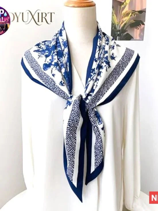 Polyester Satin Triangle Shawl Scarf Belt Lightweight Versatile Accessory - Picture 6 of 7